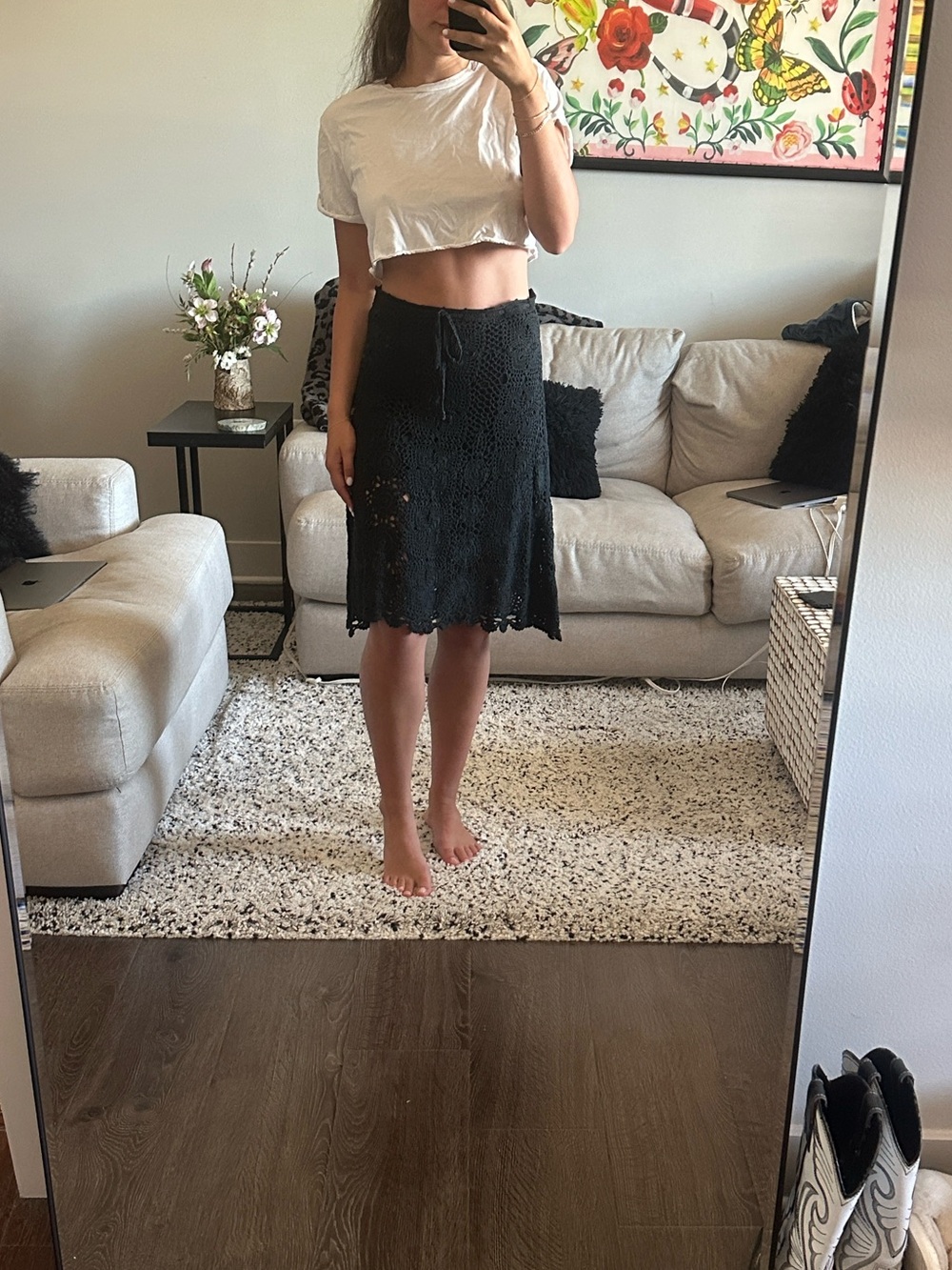 Black Crochet Sleeveless skirt